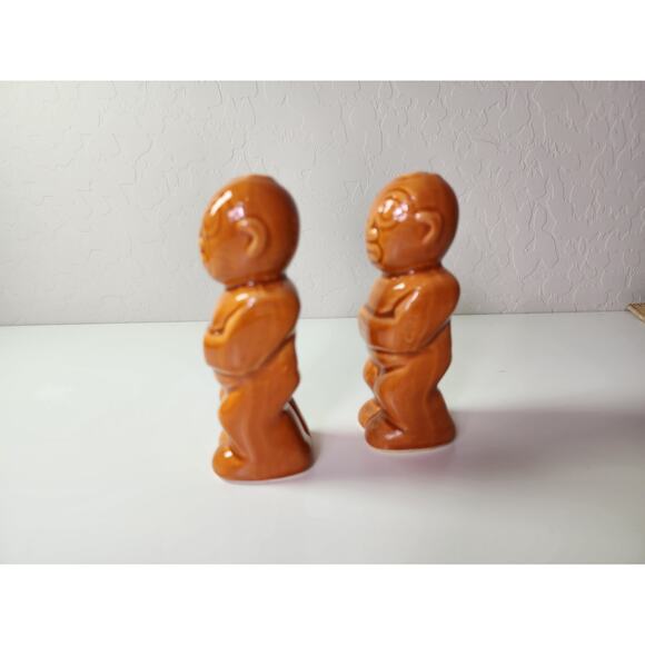 Vintage TRADER VIC Tiki Salt and Pepper Shakers Brown 4.5" Tall - Picture 6 of 8